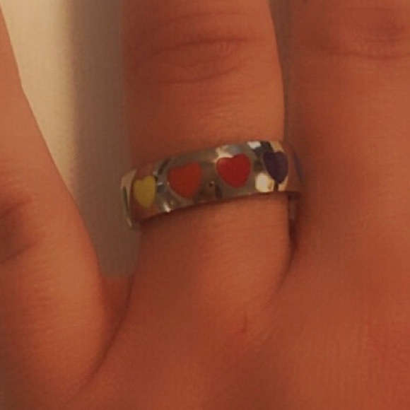 🌈💜❤️💙💛🧡 Rainbow hearts stainless pride ring - Picture 5 of 7